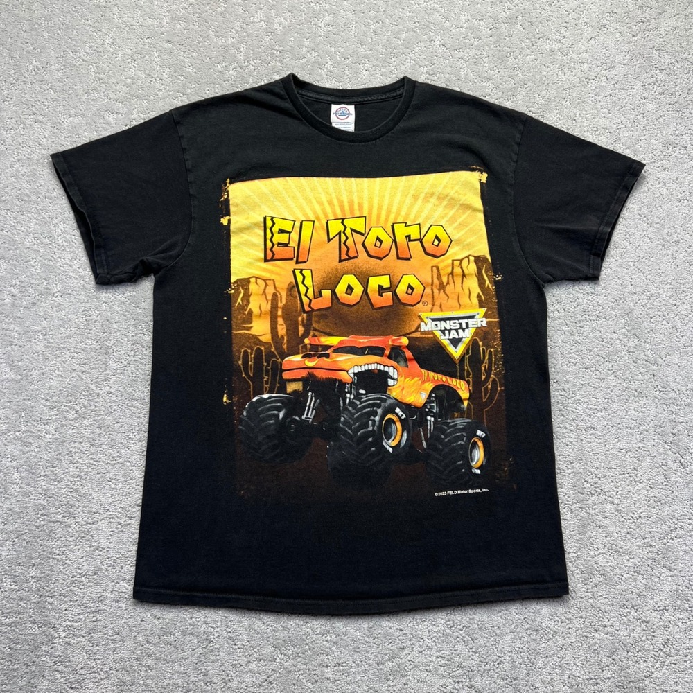 Monster Jam El Toro Loco Graphic T-Shirt Mens Large Black Monster Truck 2023